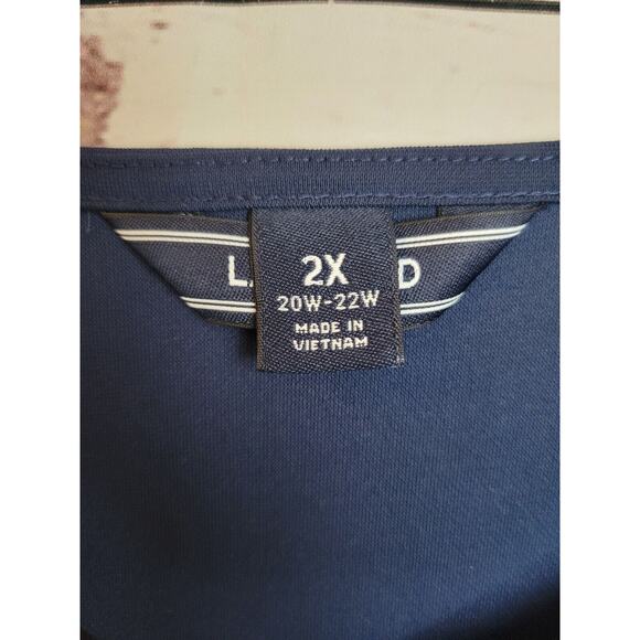 Lands' End Blue Split Neck Kimono Sleeve Casual Top Women's Plus Size 2X - Picture 7 of 9